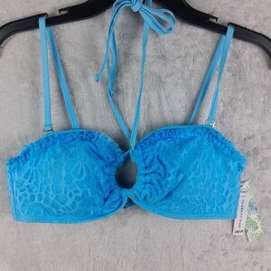 Celebrity Pink Swim Halter Top Juniors Size M (7-9) Blue Lace New With Tags